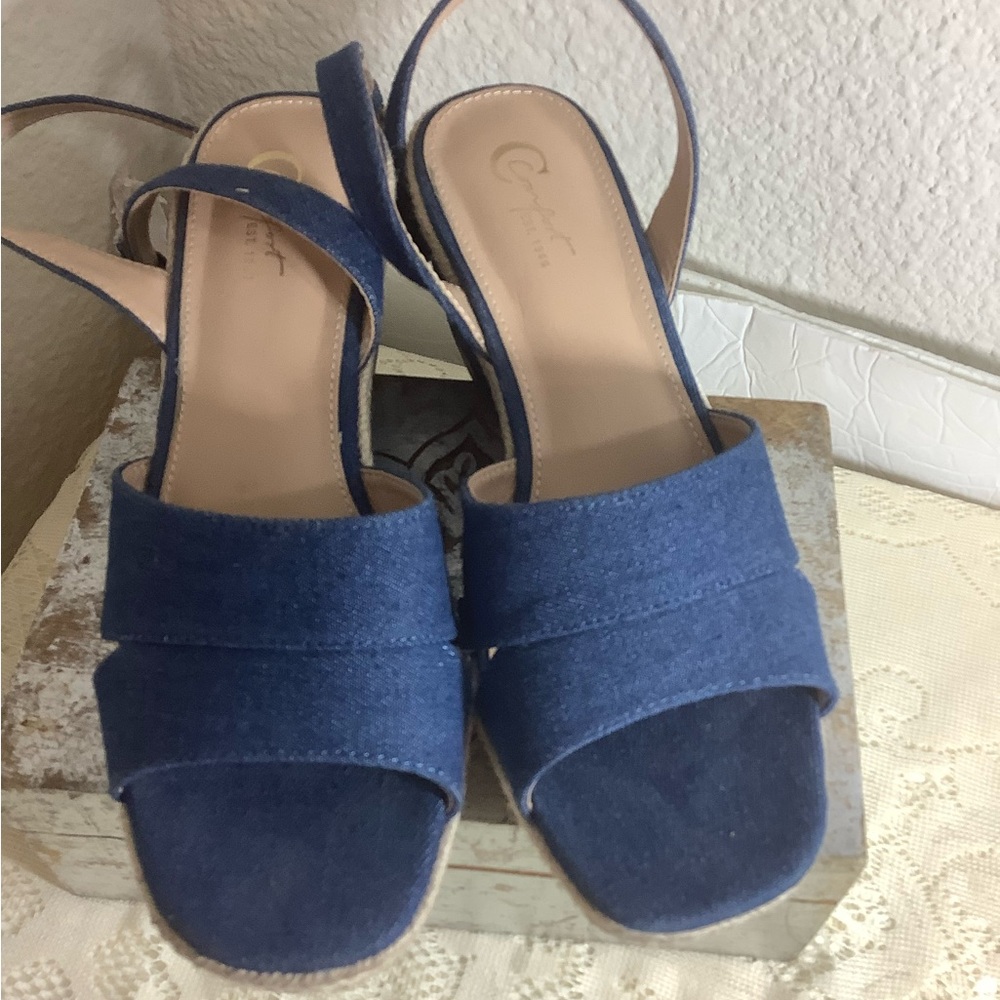 Cato denim ankle strap espadrille 8